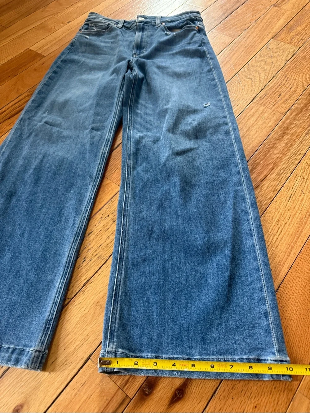 PAIGE Anessa Wide Leg Jeans Med Wash Womens Size 27 High Rise Stretch Distressed